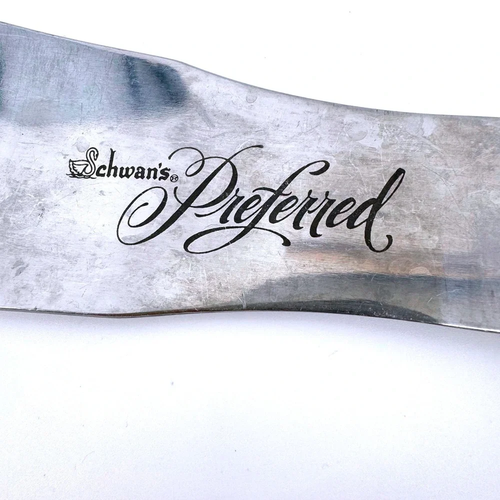 Vtg Schwan's Preferred Stainless Steel Wood Handle Ice Cream Scoop Spade Warco